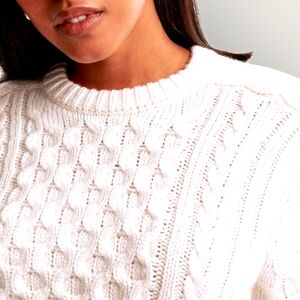 ABERCROMBIE & FITCH Merino Wool Blend Cabled Fisherman's Fishermen Sweater Small